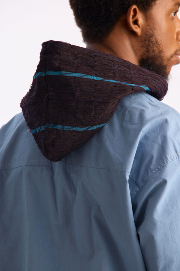 Organic Cotton Hooded Shirt with Aso Oke Hood