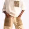 Beaded Pocket Shirt in White Poplin